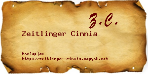 Zeitlinger Cinnia névjegykártya